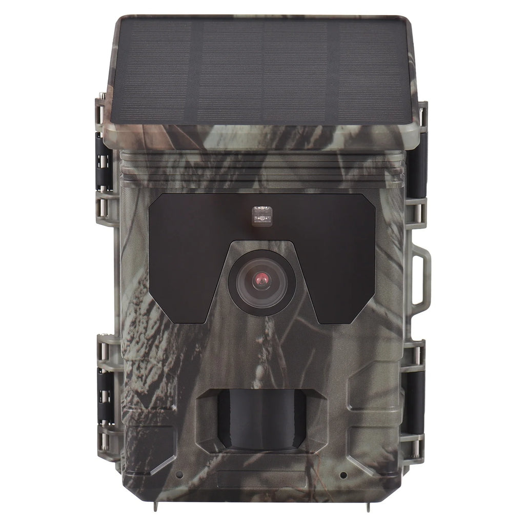Solar Powered Night Vision Trail Camera 50MP 4K Hunting Cameras 0.3s Trigger Time Trail Camera for Wildlife Monitoring Hunting